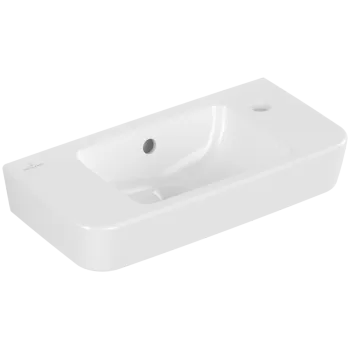 Vannas istabas izlietne Villeroy & Boch O.novo Compact 50x25cm, ar CeramicPlus apdari, Labā puse, Balta 4342R5R1