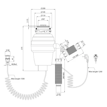 Atkritumu smalcinātājs Sapho 375W DW576