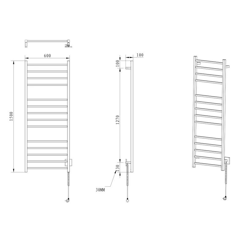 Dvieļu žāvētājs / Radiators Sapho ENIS elektriskais 60x150 cm, 130 W, hroms  ER450V