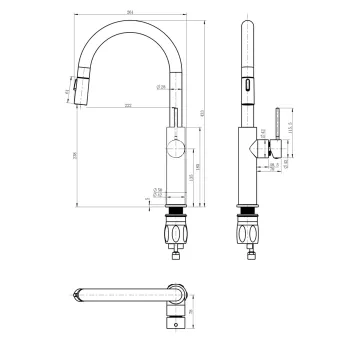 Virtuves maisītājs Sapho ar izvelkamu dušas izvadu, matēts varš FR576PG