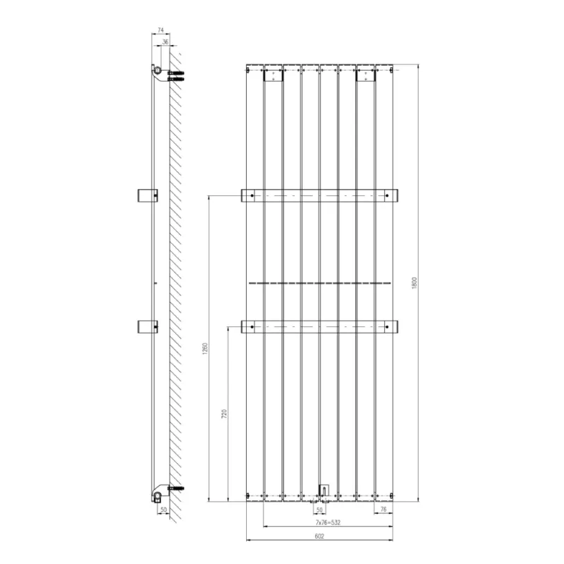 Dvieļu žāvētājs / Radiators Sapho Colonna 60x180cm, 1205W, balts  IR160