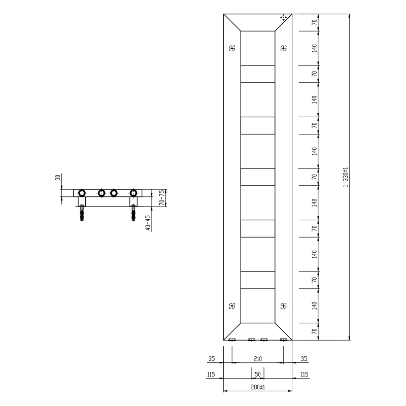 Dvieļu žāvētājs / Radiators Sapho Block  28x133cm, 353 W, melns Matēts IR181