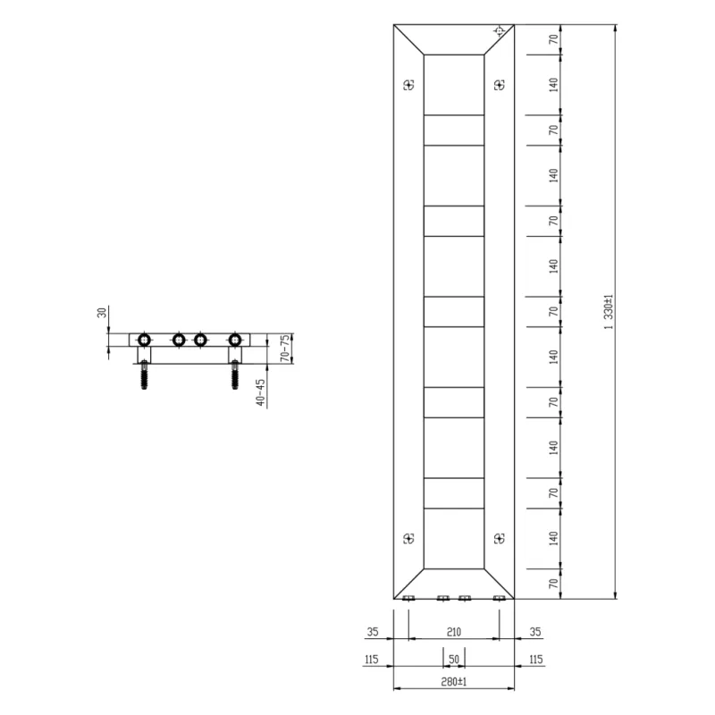 Dvieļu žāvētājs / Radiators Sapho Block 28x133cm, 353 W, balts matēts IR183