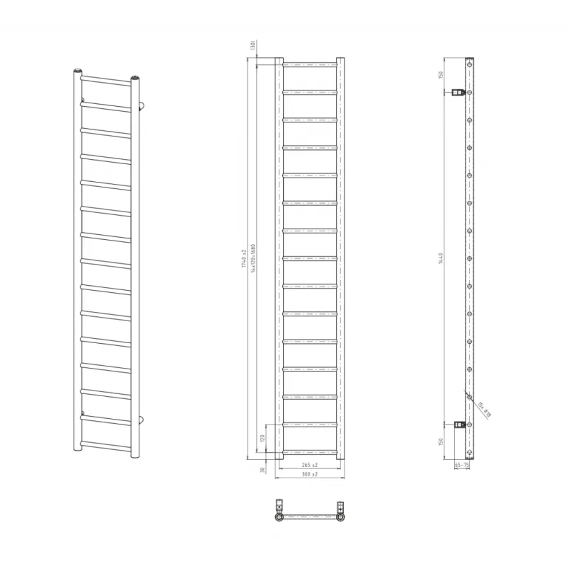 Dvieļu žāvētājs / Radiators Sapho Dina 174x30 cm, balts IR366W