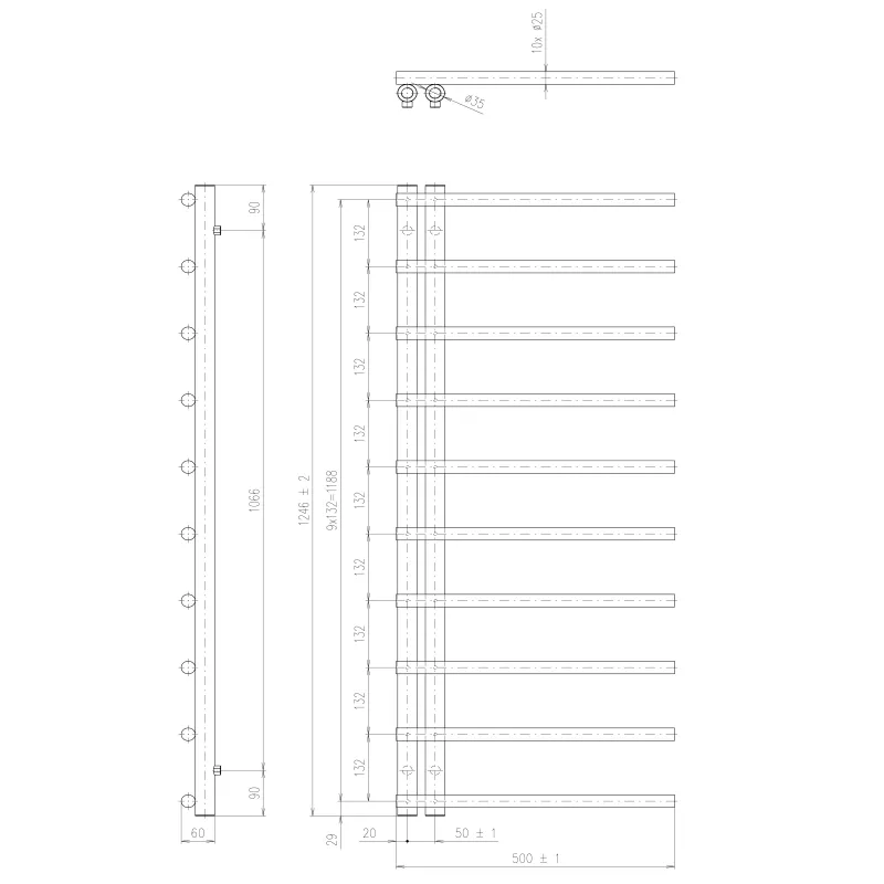 Dvieļu žāvētājs / Radiators Sapho ENIS 125x50cm, matēti balts  IR546W