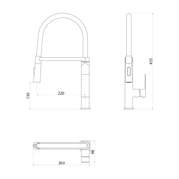 Virtuves maisītājs Sapho Maya ar lokanu izvadu, hroms MA780
