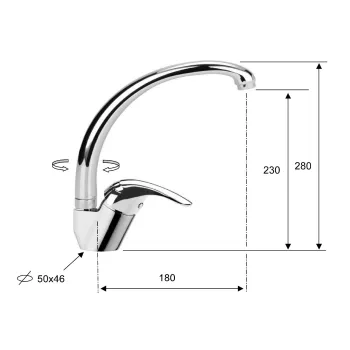Virtuves maisītājs Sapho Saly augstums 280 mm, hroms SA511