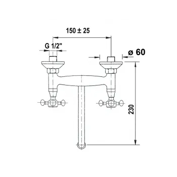 Virtuves maisītājs Sapho Reitano Rubinetteria Antea pie sienas hroms/zelts 3062