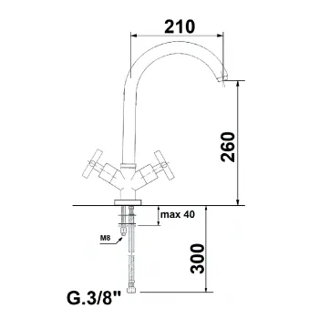Virtuves maisītājs Sapho Reitano Rubinetteria Axia hroms 509