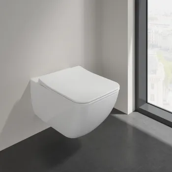 Piekaramais tualetes pods Villeroy & Boch Venticello Rimless, ar Soft Close/QR vāku , 375x560 mm, SupraFix, DirectFlush, balts
