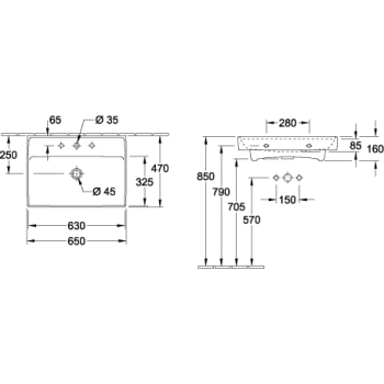 Раковина Villeroy & Boch Collaro, 650x470 мм, белый TitanCeram