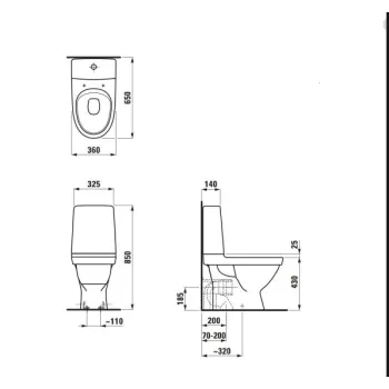 Tualetes pods Laufen Kompas Rimless, 360x650 mm, universāls izvads, bez vāka balts