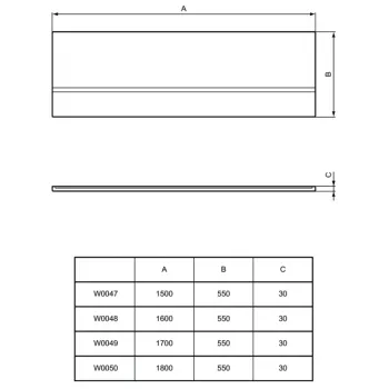 Vannas panelis Ideal Standard Simplicity, 170 cm, balts W004901 Vannas panelis Ideal Standard Simplicity, 170 cm, balts W004901