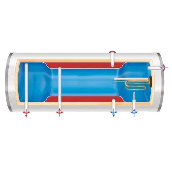 Kombinētais ūdens sildītājs (Boilers) Leov H-100L 2000W horizontāls