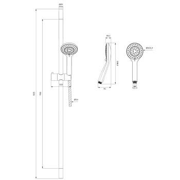 Dušas komplekts Omnires YOSEMITE-SBL