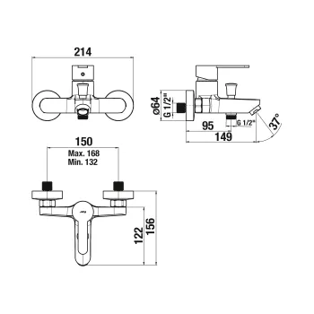 JIKA Talas Trendy Vannas/dušas jaucējkrāns, hroms, H3212E70044001
