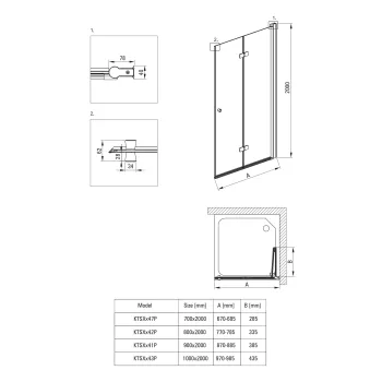 Dušas kabīne Deante Kerria 80x80cm kvadrātveida melns KKNNX08X08