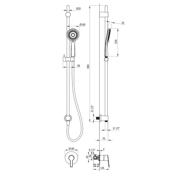 Dušas komplekts Hansgrohe Croma ar stieni, hroms NAC_09TP