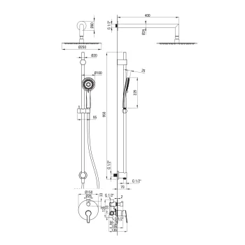 Dušas sistēma Deante Arnika iebūvējama, titāns NAC_D6QP