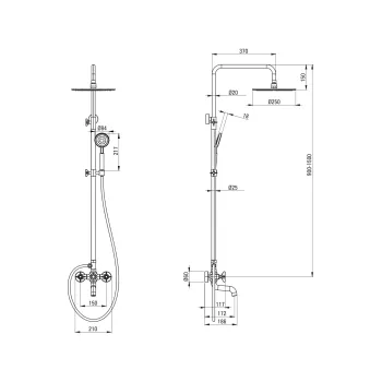 Dušas Sistēma Deante Temisto melns NAC_N1QT