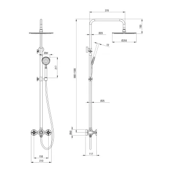 Dušas Sistēma Deante Temisto ar dušas maisītāju Deante Temisto, melns NAC_N4QT