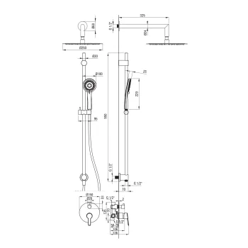 Dušas sistēma Deante Arnika iebūvējama, melns NAC_N6QP