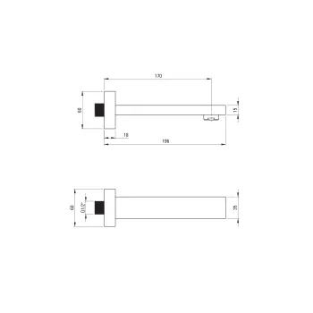 Vannas izteka Deante Cascada 196mm , melns NAC_N82K