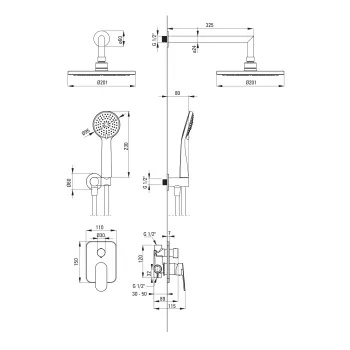 Dušas sistēma Deante Alpinia, Iebūvējama melns NAC_N9ER