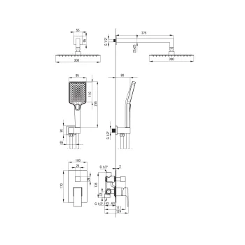 Dušas sistēma Deante Anemon Bis, Iebūvējama melns NAC_N9MP