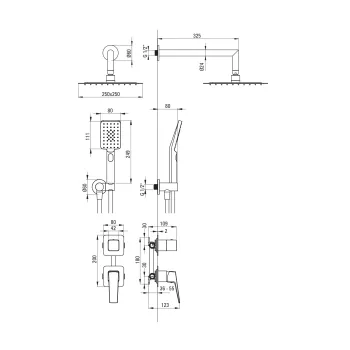 Dušas sistēma Deante Blur, Iebūvējama melns NQL_N9YK