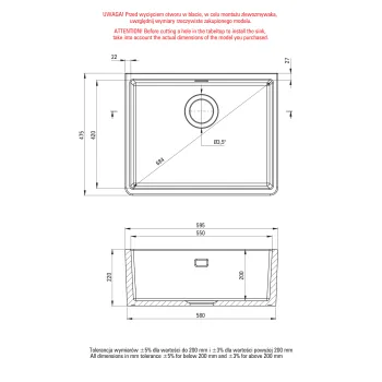 Vannas istabas izlietne Deante Sabor, Keramiska balts ZCB_610K