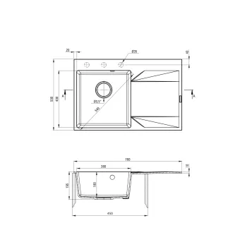 Virtuves izlietne Deante Evora Granīta ar plauktulabā puse, alabastrs ZQJ_A11P