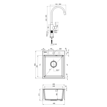 Virtuves izlietnes komplekts Deante Corio Granīta ar maisītāju Deante Corio, Smilšu ZRCP7103
