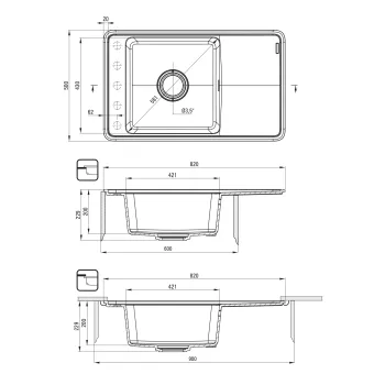 Virtuves izlietne Deante MOMI Granīta, NERO Melna
