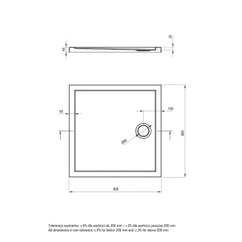 Dušas paliktnis Deante PRIZMA Akrila, kvadrātveida 80x80cm Balts KTJ_082B