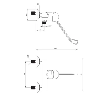 Dušas maisītājs Deante Corio Clinic ar sviru ECO, hroms BFCE040C