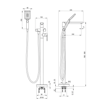 Vannas maisītājs Deante Alpinia ar dušas komplektu hroms BGA_017M