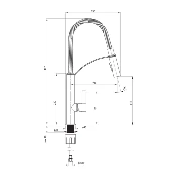 Virtuves izlietnes maisītājs Deante Gerbera ar elastīgu izteku 2 strūklas Deante, hroms BGB_072M