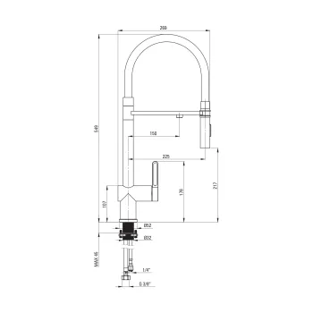 Virtuves izlietnes maisītājs Deante Magnetic ar  filtrācijas komplektu, elastīgu izteku, matēts metāls BRMFF75M