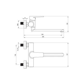 Virtuves izlietnes maisītājs Deante Tubo, pie sienas, hroms BUT_080M