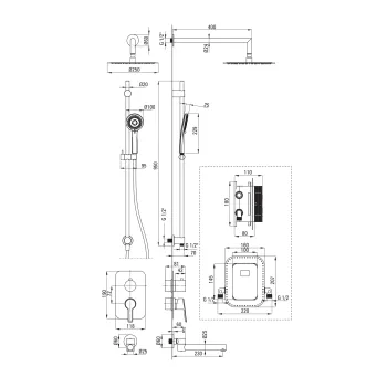 Dušas sistēma Deante Arnika iebūvējama, titāns BXYWDQAM