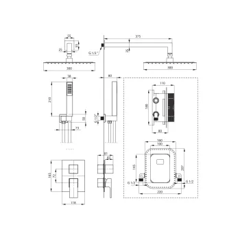 Dušas sistēma Deante Anemon iebūvējama, hroms BXYZ0BZM