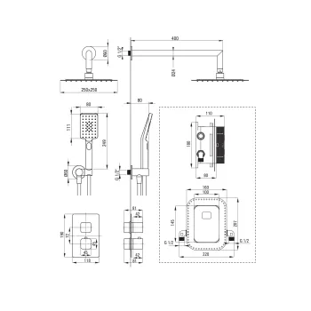 Dušas sistēma Deante Therm ar termostatu, hroms BXYZ0ECT