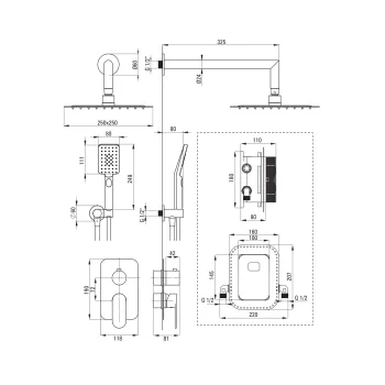 Dušas sistēma Deante Alpinia iebūvējama, melns BXYZNGAM