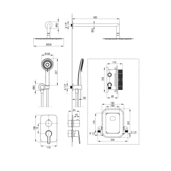 Dušas sistēma Deante Arnika iebūvējama, matēts zelts BXYZRQAM