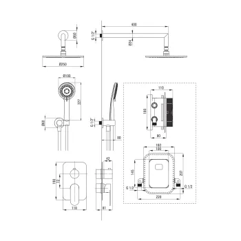 Dušas sistēma Deante Alpinia iebūvējama, zelts BXYZZGAM