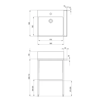 Vannas istabas konsole ar izlietni Deante Temisto 56,5x50cm Nero, Balts CDTS6U5S