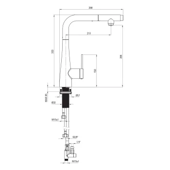Virtuves izlietnes maisītājs Deante Eridan ar filtrācijas komplektu, izvelkams, melns BREFN75M