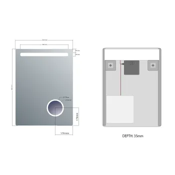 Spogulis Sapho ASTRO ar LED apgaismojumu 60x80cm, kosmētikas