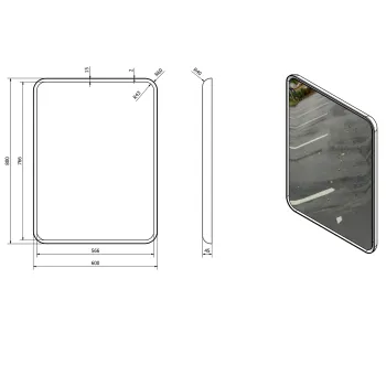 Spogulis Sapho FLOAT ar LED apgaismojumu, 60x80cm, balts